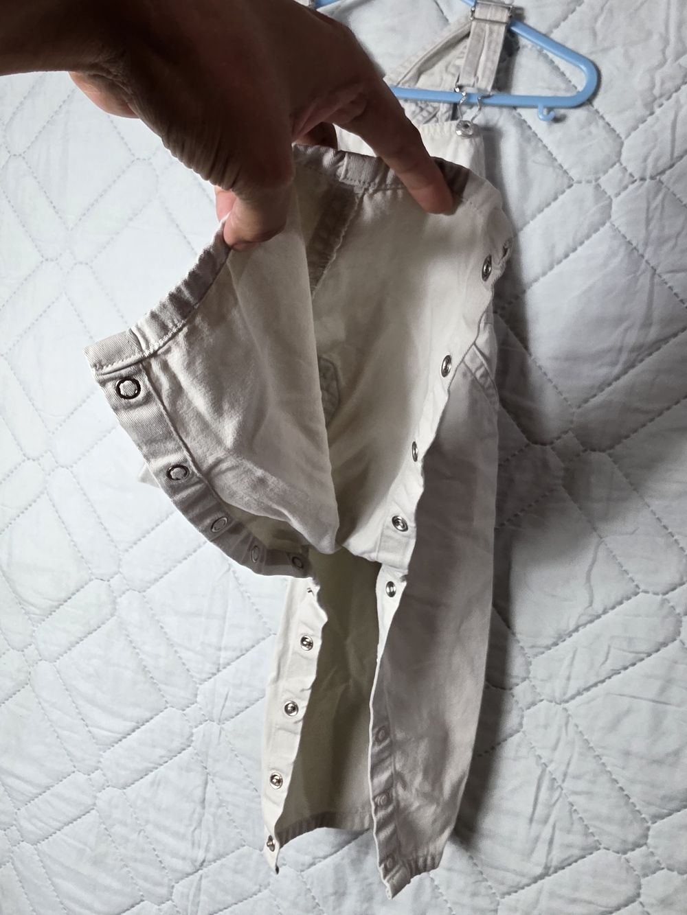 Place  Overalls Toddler Sz 18 Months Chino Cream Chambray Twill Vestbak - Picture 7 of 10